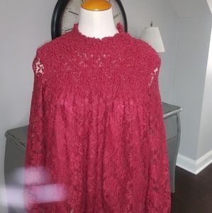 Anthropologie berry color lace top